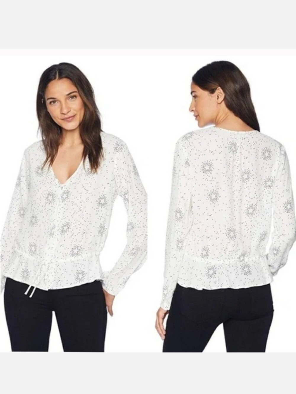Rails | Beaux White Stella Star Print Blouse Size XS